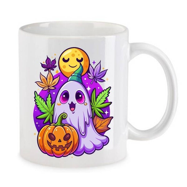 Tasse Weed Cannabis Psychodelic Weiß mit Druck (Siehe Foto) TFBW1006