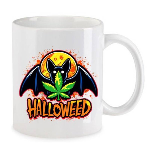 Tasse Weed Cannabis Psychodelic Weiß mit Druck (Siehe Foto) TFBW1008