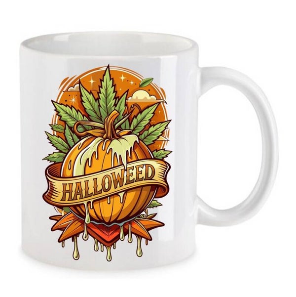 Tasse Weed Cannabis Psychodelic Weiß mit Druck (Siehe Foto) TFBW1009