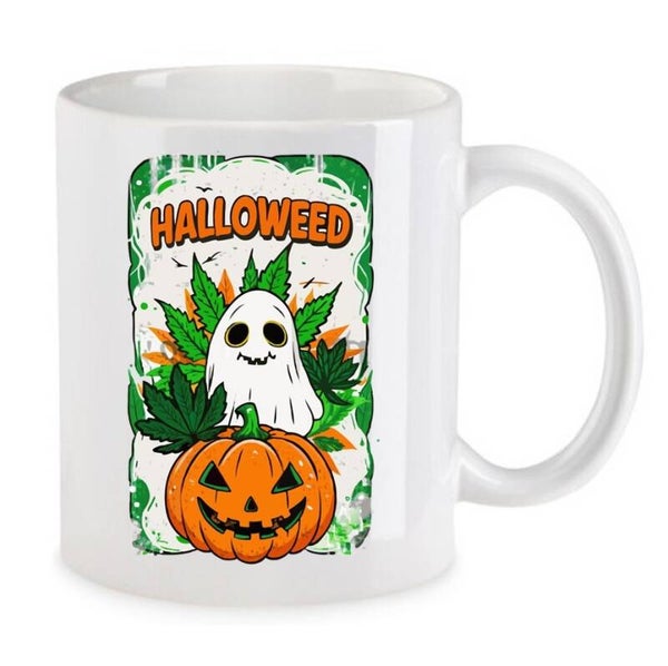 Tasse Weed Cannabis Psychodelic Weiß mit Druck (Siehe Foto) TFBW1012