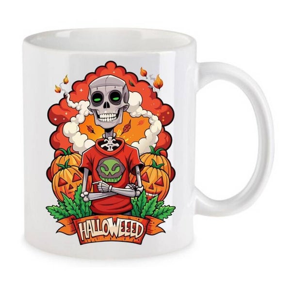 Tasse Weed Cannabis Psychodelic Weiß mit Druck (Siehe Foto) TFBW1013