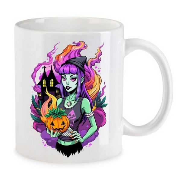Tasse Weed Cannabis Psychodelic Weiß mit Druck (Siehe Foto) TFBW1014