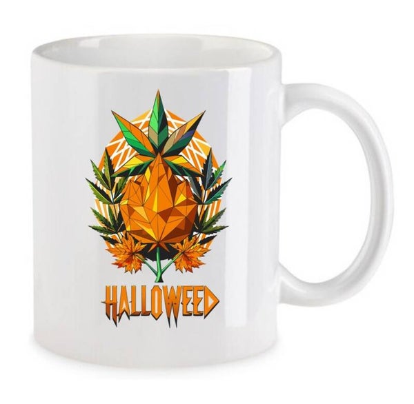 Tasse Weed Cannabis Psychodelic Weiß mit Druck (Siehe Foto) TFBW1016