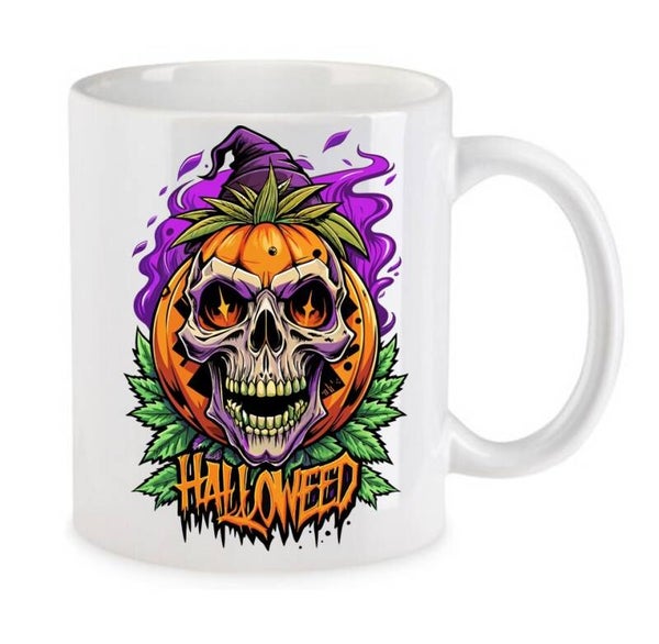 Tasse Weed Cannabis Psychodelic Weiß mit Druck (Siehe Foto) TFBW1017