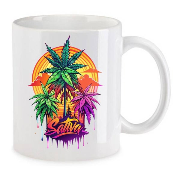 Tasse Weed Cannabis Psychodelic Weiß mit Druck (Siehe Foto) TFBW102