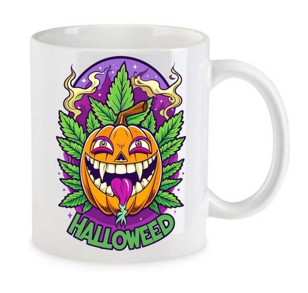Tasse Weed Cannabis Psychodelic Weiß mit Druck (Siehe Foto) TFBW1020