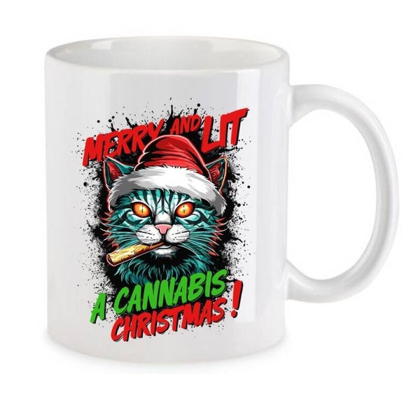 Tasse Weed Cannabis Psychodelic Weiß mit Druck (Siehe Foto) TFBW1022