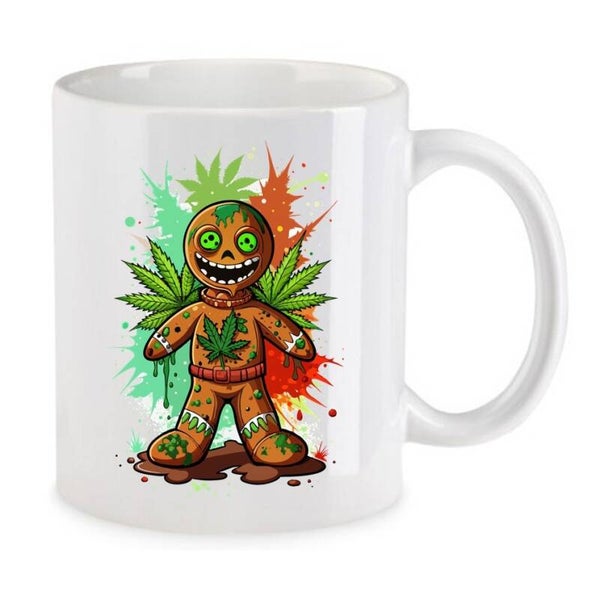 Tasse Weed Cannabis Psychodelic Weiß mit Druck (Siehe Foto) TFBW1024