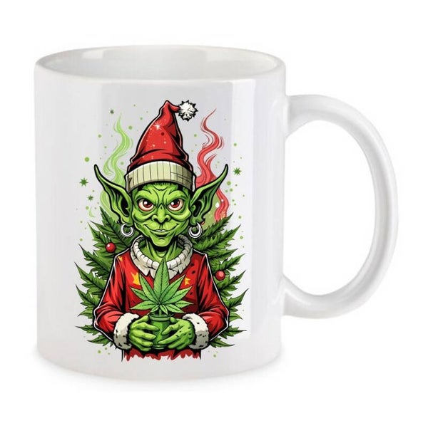 Tasse Weed Cannabis Psychodelic Weiß mit Druck (Siehe Foto) TFBW1028