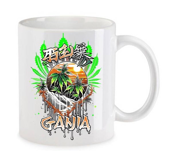 Tasse Weed Cannabis Psychodelic Weiß mit Druck (Siehe Foto) TFBW103