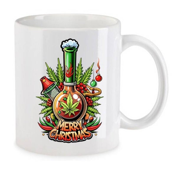 Tasse Weed Cannabis Psychodelic Weiß mit Druck (Siehe Foto) TFBW1034