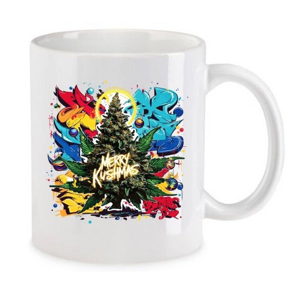 Tasse Weed Cannabis Psychodelic Weiß mit Druck (Siehe Foto) TFBW1037