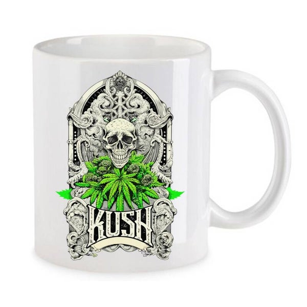 Tasse Weed Cannabis Psychodelic Weiß mit Druck (Siehe Foto) TFBW104