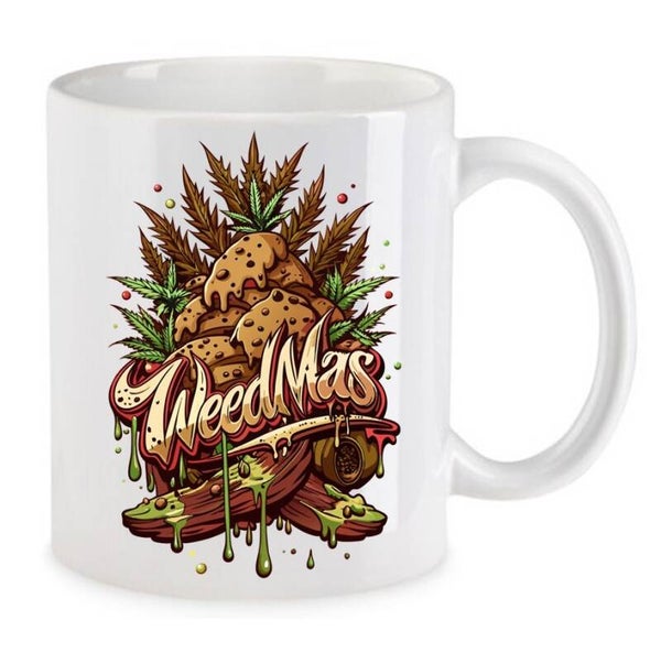 Tasse Weed Cannabis Psychodelic Weiß mit Druck (Siehe Foto) TFBW1041