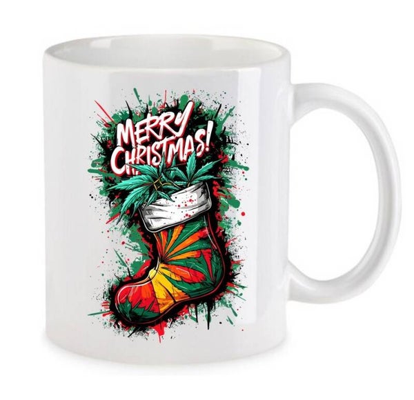 Tasse Weed Cannabis Psychodelic Weiß mit Druck (Siehe Foto) TFBW1042