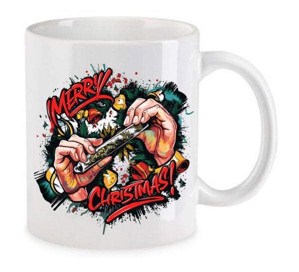 Tasse Weed Cannabis Psychodelic Weiß mit Druck (Siehe Foto) TFBW1044
