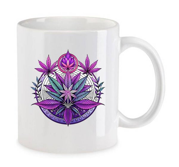Tasse Weed Cannabis Psychodelic Weiß mit Druck (Siehe Foto) TFBW105