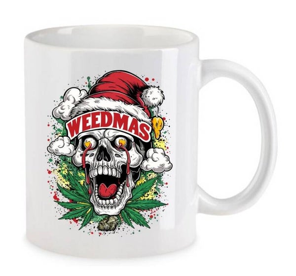 Tasse Weed Cannabis Psychodelic Weiß mit Druck (Siehe Foto) TFBW1050