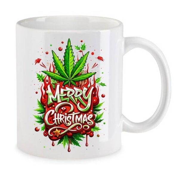 Tasse Weed Cannabis Psychodelic Weiß mit Druck (Siehe Foto) TFBW1055