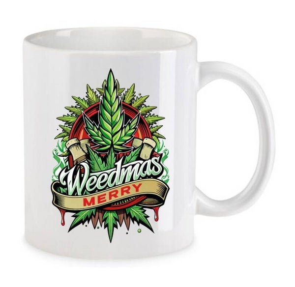 Tasse Weed Cannabis Psychodelic Weiß mit Druck (Siehe Foto) TFBW1057