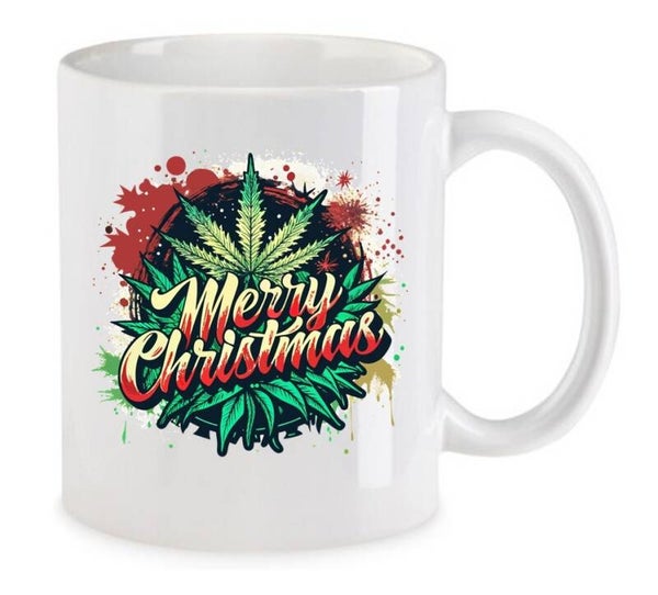 Tasse Weed Cannabis Psychodelic Weiß mit Druck (Siehe Foto) TFBW1059
