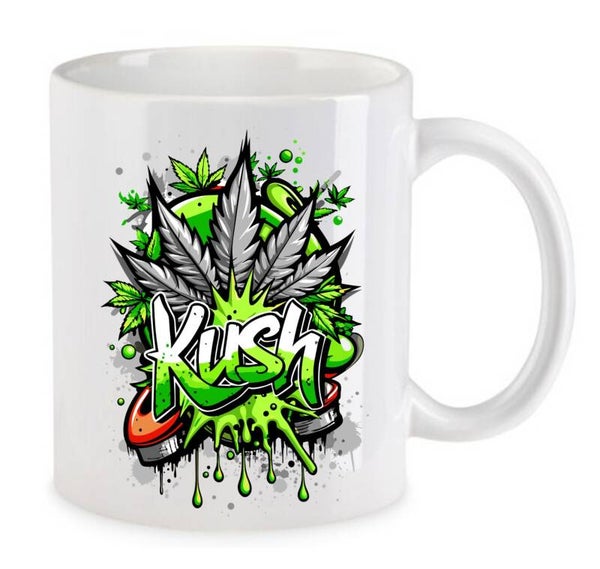 Tasse Weed Cannabis Psychodelic Weiß mit Druck (Siehe Foto) TFBW106