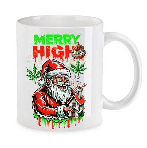 Tasse Weed Cannabis Psychodelic Weiß mit Druck (Siehe Foto) TFBW1068