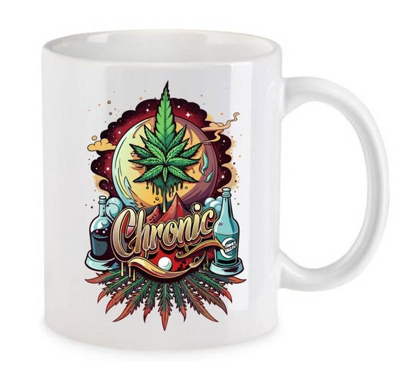 Tasse Weed Cannabis Psychodelic Weiß mit Druck (Siehe Foto) TFBW107