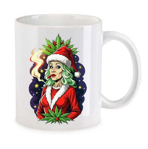 Tasse Weed Cannabis Psychodelic Weiß mit Druck (Siehe Foto) TFBW1070
