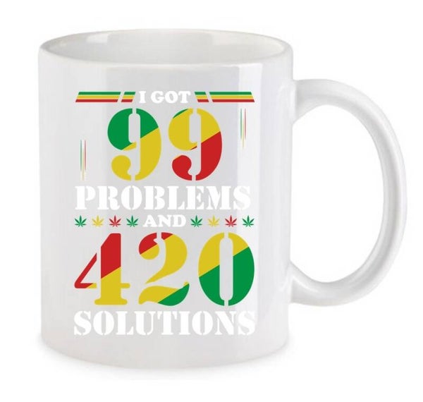 Tasse Weed Cannabis Psychodelic Weiß mit Druck (Siehe Foto) TFBW1071