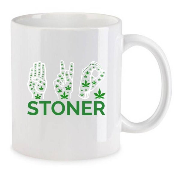 Tasse Weed Cannabis Psychodelic Weiß mit Druck (Siehe Foto) TFBW1072