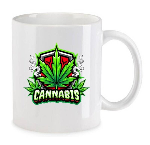 Tasse Weed Cannabis Psychodelic Weiß mit Druck (Siehe Foto) TFBW1075