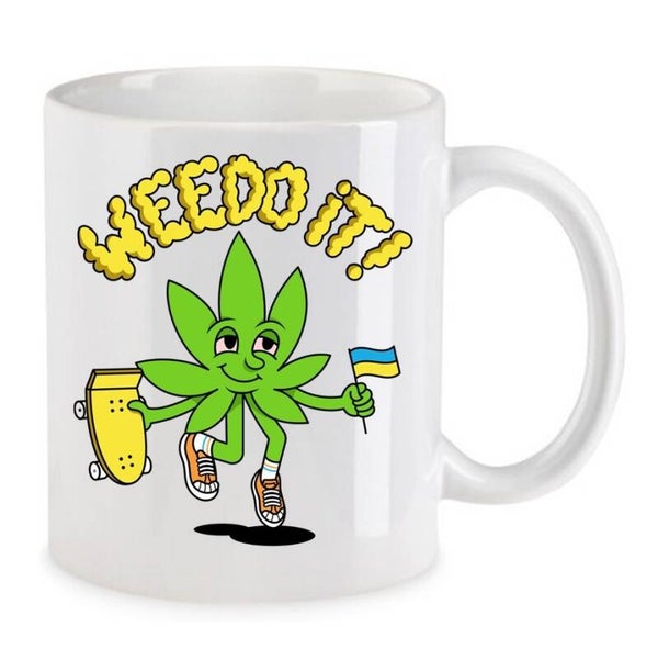 Tasse Weed Cannabis Psychodelic Weiß mit Druck (Siehe Foto) TFBW1076
