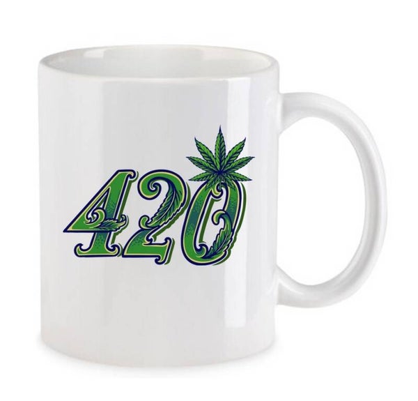 Tasse Weed Cannabis Psychodelic Weiß mit Druck (Siehe Foto) TFBW1077