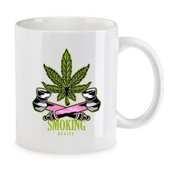 Tasse Weed Cannabis Psychodelic Weiß mit Druck (Siehe Foto) TFBW1078