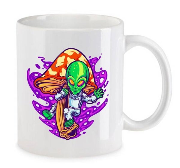 Tasse Weed Cannabis Psychodelic Weiß mit Druck (Siehe Foto) TFBW1080