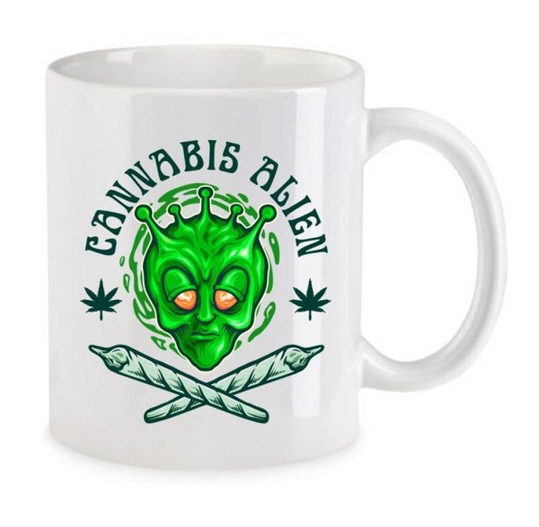 Tasse Weed Cannabis Psychodelic Weiß mit Druck (Siehe Foto) TFBW1083