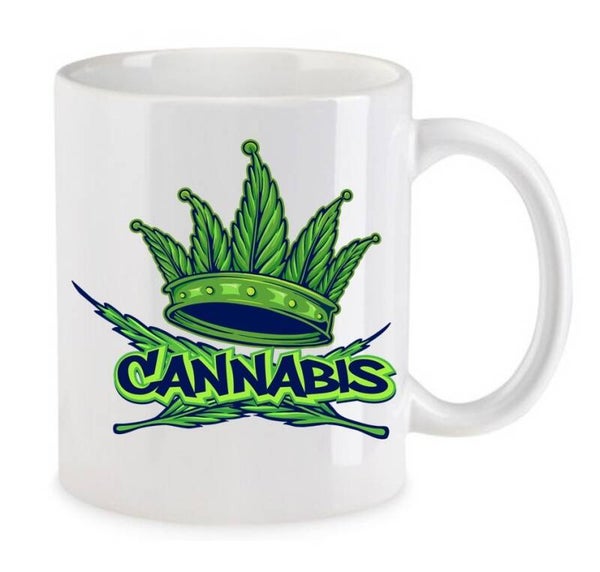 Tasse Weed Cannabis Psychodelic Weiß mit Druck (Siehe Foto) TFBW1084