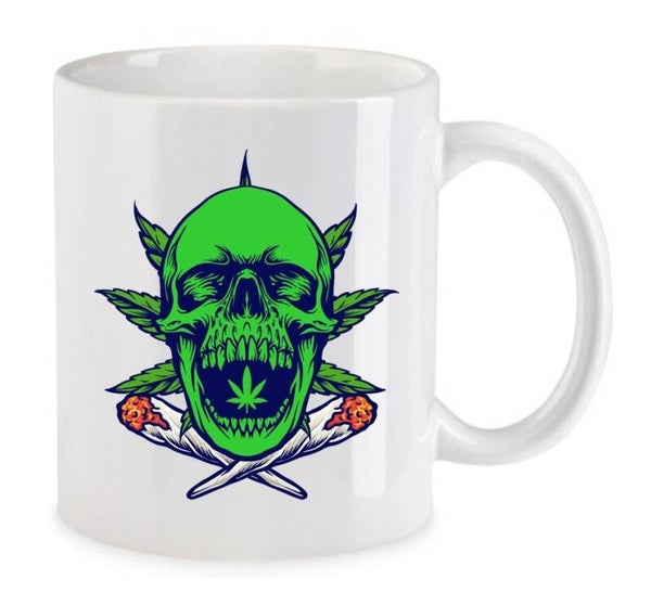 Tasse Weed Cannabis Psychodelic Weiß mit Druck (Siehe Foto) TFBW1085