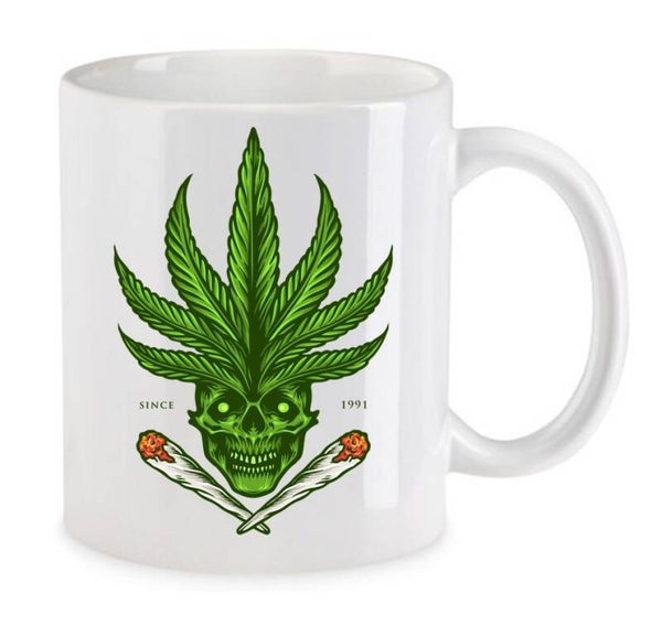 Tasse Weed Cannabis Psychodelic Weiß mit Druck (Siehe Foto) TFBW1089