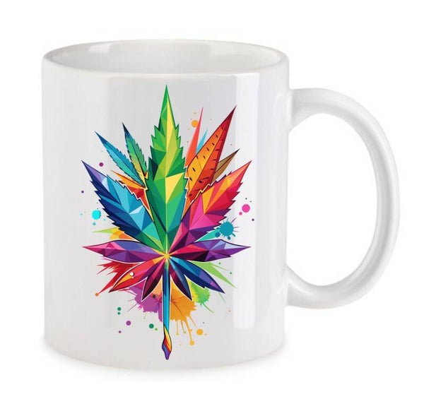 Tasse Weed Cannabis Psychodelic Weiß mit Druck (Siehe Foto) TFBW109