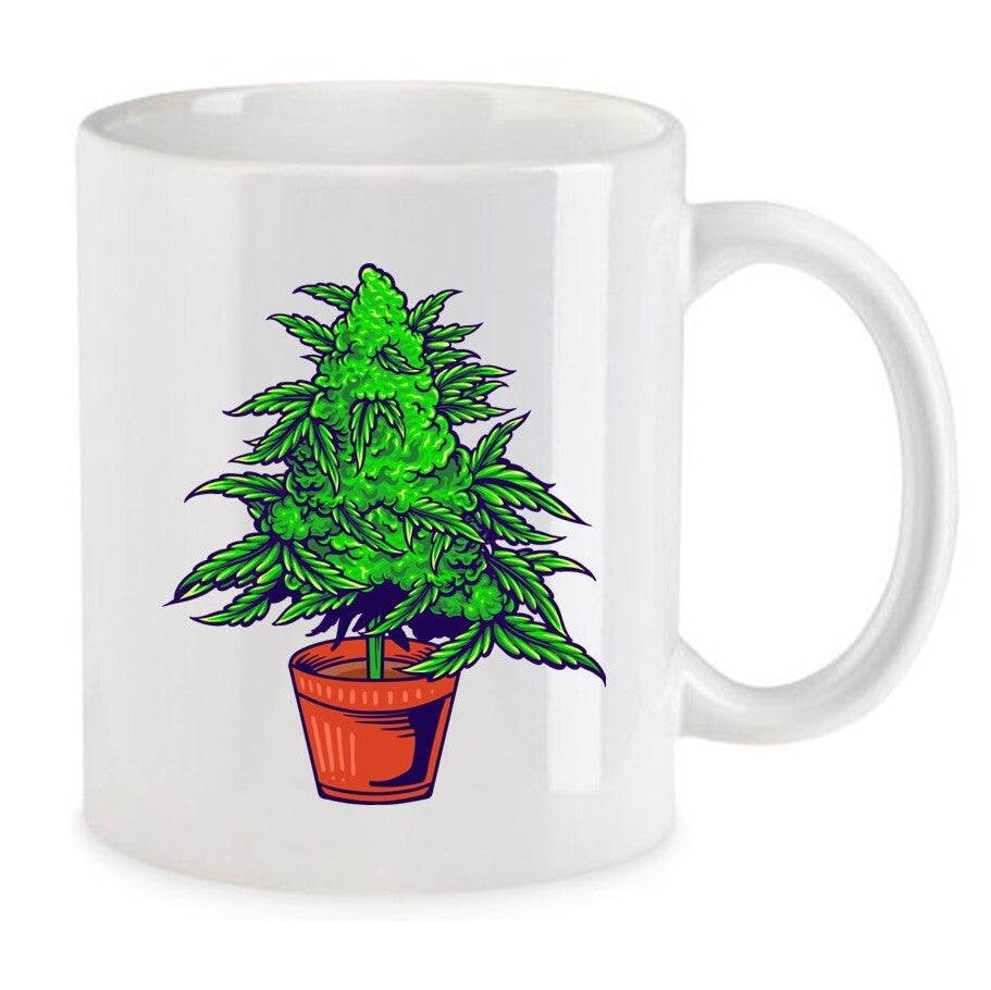 Tasse Weed Cannabis Psychodelic Weiß mit Druck (Siehe Foto) TFBW1091