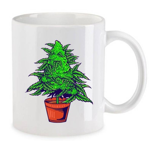 Tasse Weed Cannabis Psychodelic Weiß mit Druck (Siehe Foto) TFBW1091