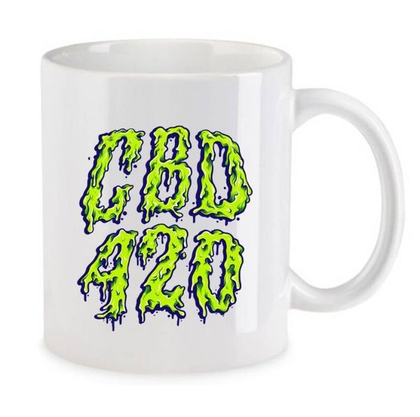 Tasse Weed Cannabis Psychodelic Weiß mit Druck (Siehe Foto) TFBW1093