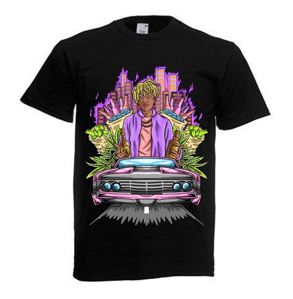 Tshirt Unisex mit Coolen Druck Weed Ganja Hanf Cannabis Psychedelic (Größe & Farbe auswählen) TSFBW1094