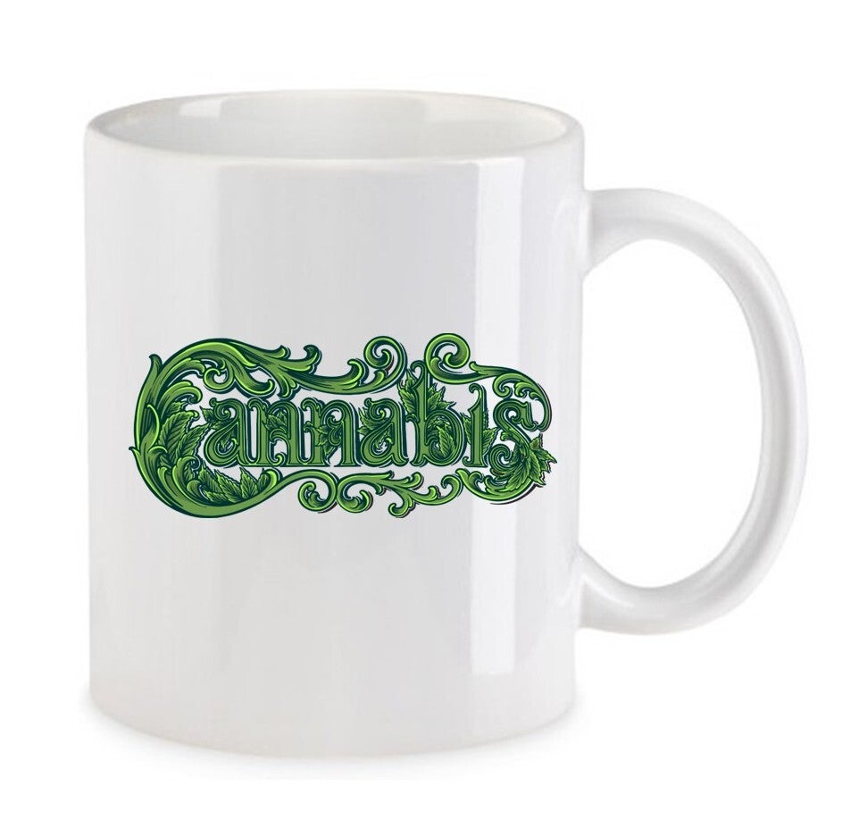 Tasse Weed Cannabis Psychodelic Weiß mit Druck (Siehe Foto) TFBW1095