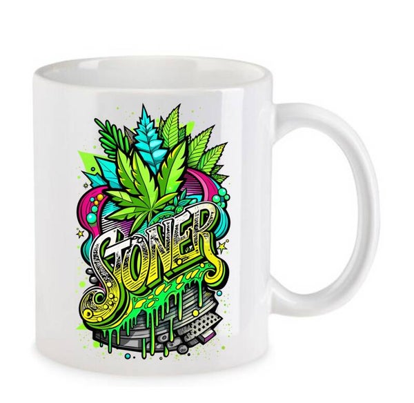 Tasse Weed Cannabis Psychodelic Weiß mit Druck (Siehe Foto) TFBW112