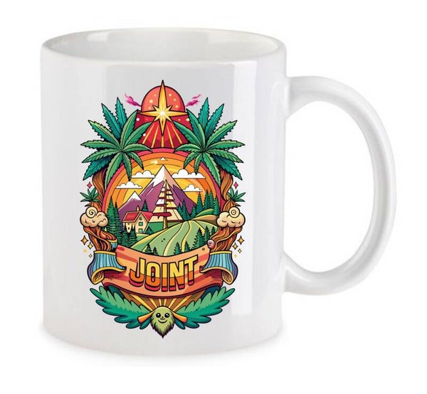 Tasse Weed Cannabis Psychodelic Weiß mit Druck (Siehe Foto) TFBW114