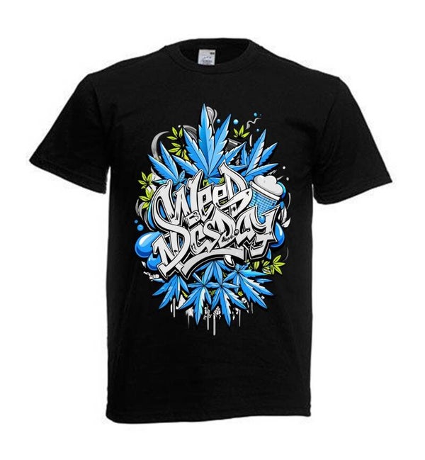 Tshirt Unisex mit Coolen Druck Weed Ganja Hanf Cannabis Psychedelic (Größe & Farbe auswählen) TSFBW118