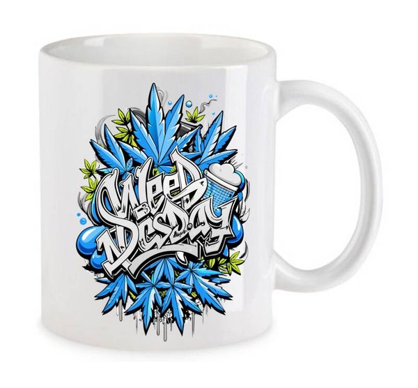 Tasse Weed Cannabis Psychodelic Weiß mit Druck (Siehe Foto) TFBW118